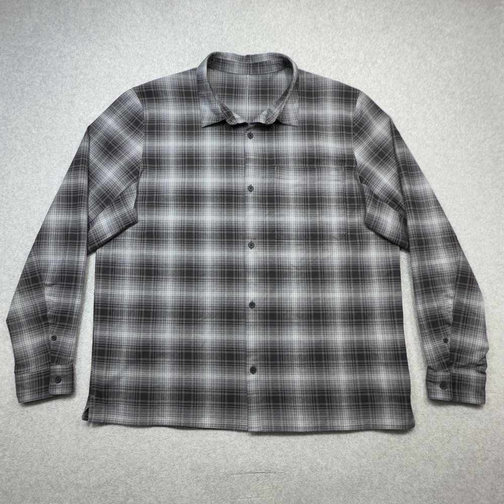 Lululemon Brushed Woven Overshirt Mens XL Gray Plaid Long Sleeve Outdoor Preppy
